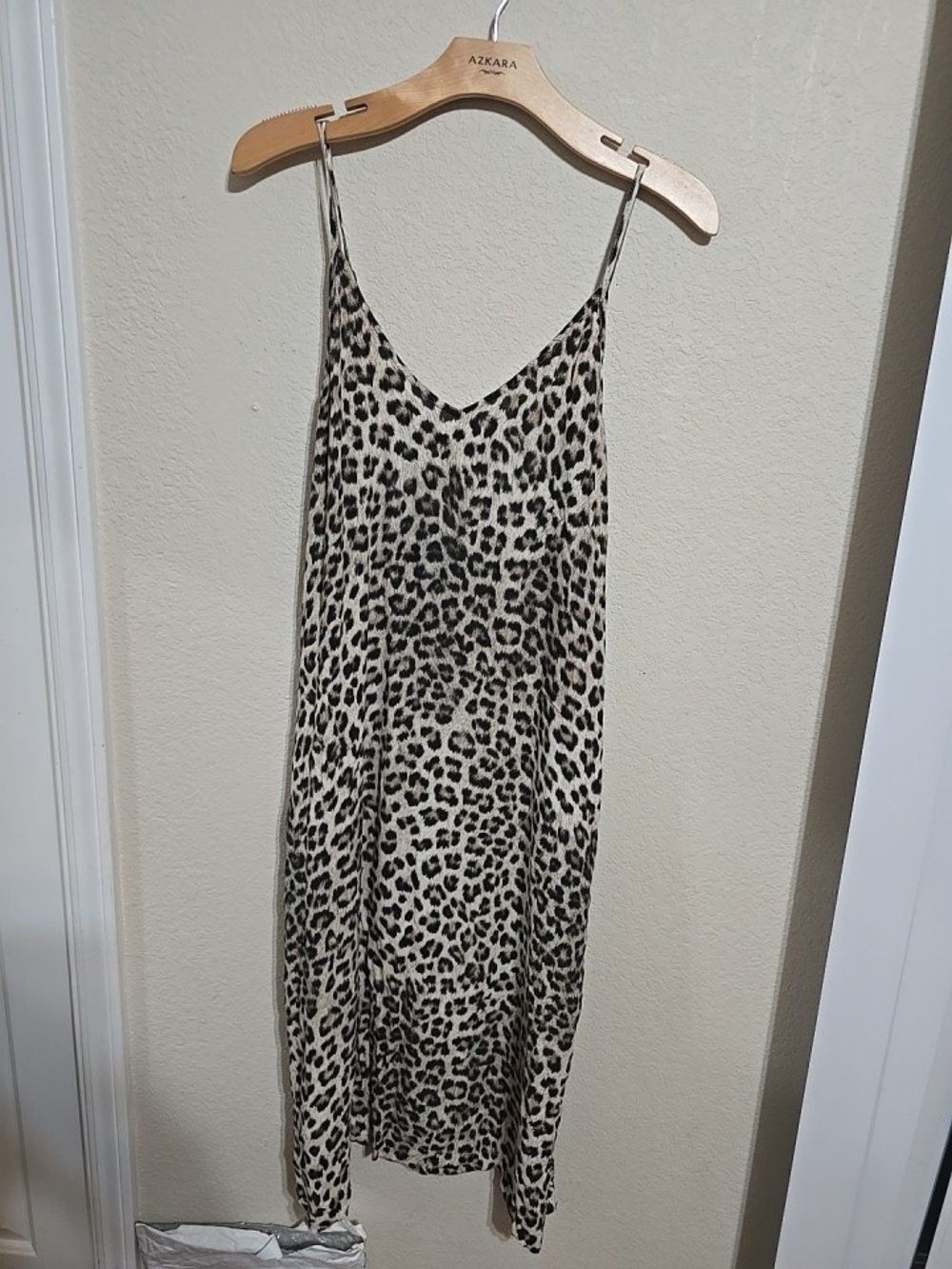 Karen Kane Leopard-Print Midi Slip Dress in Neutral and Black, With Pockets